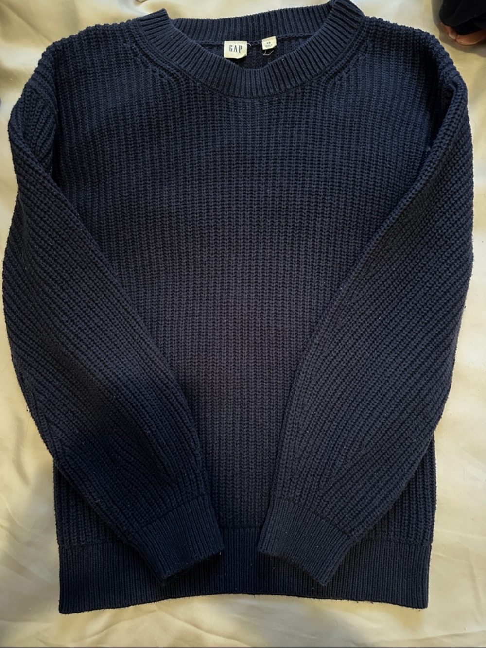 GAP Men's Dark Navy Textured Crewneck Sweater